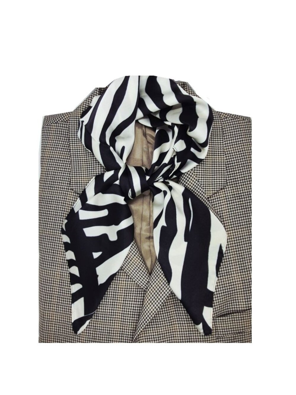✨Elegant Bandana Square Scarf Silky Satin Animal Print Zebra Black Beige Neck